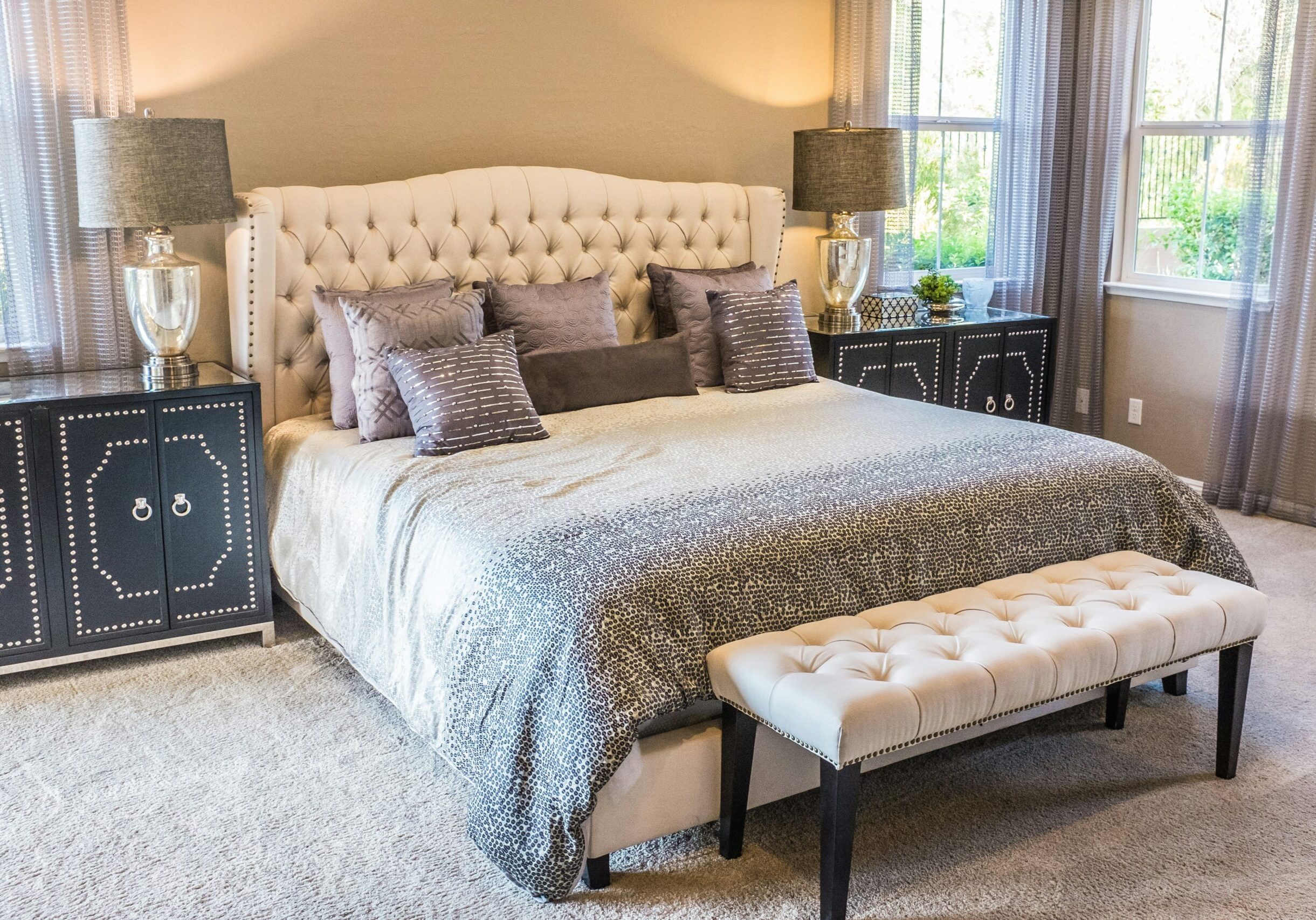 A well dressed bedroom in a serviced apartment